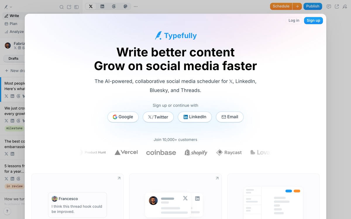 Typefully: write better content and grow on social media faster